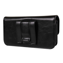 Univerzális vízszintes övtok max 7.2 colos telefonokhoz – PU bőr, kártyatartóval - 18×1.8×9.5 cm- FEKETE