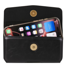 Univerzális vízszintes övtok max 7.2 colos telefonokhoz – PU bőr, kártyatartóval - 18×1.8×9.5 cm- FEKETE