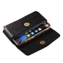 Univerzális vízszintes övtok max 7.2 colos telefonokhoz – PU bőr, kártyatartóval - 18×1.8×9.5 cm- FEKETE