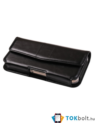 Univerzális vízszintes övtok max 7.2 colos telefonokhoz – PU bőr, kártyatartóval - 18×1.8×9.5 cm- FEKETE