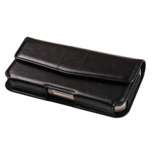 Univerzális vízszintes övtok max 7.2 colos telefonokhoz – PU bőr, kártyatartóval - 18×1.8×9.5 cm- FEKETE