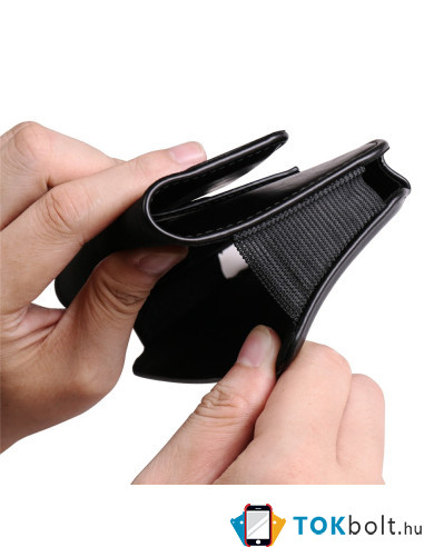 Univerzális vízszintes övtok max 7.2 colos telefonokhoz – PU bőr, kártyatartóval - 18×1.8×9.5 cm- FEKETE