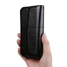 Univerzális vízszintes övtok max 7.2 colos telefonokhoz – PU bőr, kártyatartóval - 18×1.8×9.5 cm- FEKETE