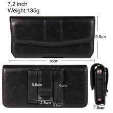 Univerzális vízszintes övtok max 7.2 colos telefonokhoz – PU bőr, kártyatartóval - 18×1.8×9.5 cm- FEKETE