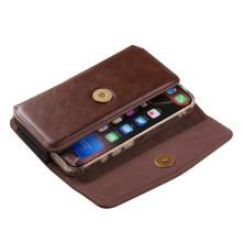Univerzális vízszintes övtok max 7.2 colos telefonokhoz – PU bőr, kártyatartóval - 18×1.8×9.5 cm - FEKVŐ - BARNA