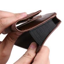 Univerzális vízszintes övtok max 7.2 colos telefonokhoz – PU bőr, kártyatartóval - 18×1.8×9.5 cm - FEKVŐ - BARNA