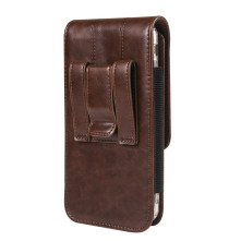Univerzális övtok 7.2 colos telefonokhoz – PU bőr, 2 kártyatartóval - 18x1.8x9 cm - ÁLLÓ - BARNA