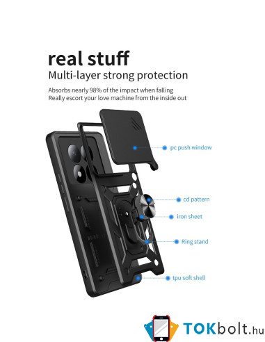 Kemény műanyag és rugalmas TPU hibrid tok Xiaomi Redmi Note 15 Pro telefonhoz - PIROS