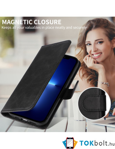 Oldalra nyíló tok Xiaomi Redmi Note 15 telefonhoz - FEKETE