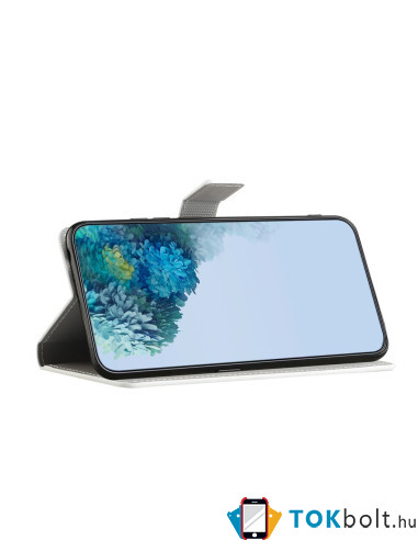 Oldalra nyíló mintás telefontok Samsung Galaxy A57 telefonhoz - LILA VIRÁG