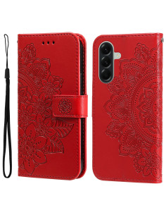 Dombornyomott mandala mintás notesztok Samsung Galaxy A57 telefonhoz - PIROS