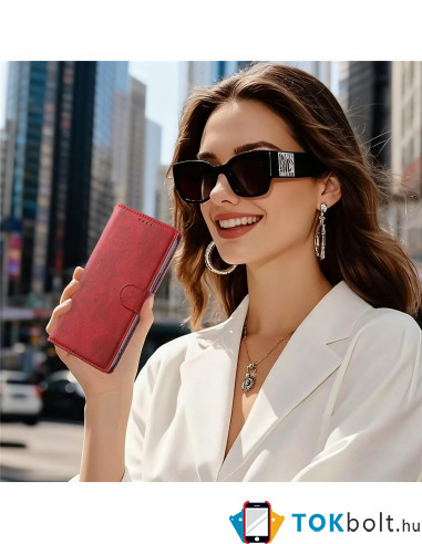 Oldalra nyíló tok Apple iPhone 16 telefonhoz - PIROS
