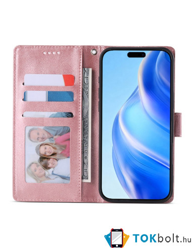 Oldalra nyíló tok Apple iPhone 16 telefonhoz - RÓZSAARANY