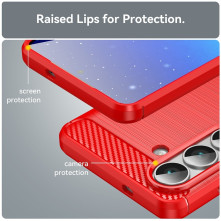 Samsung Galaxy S26 karbon mintás tok - PIROS