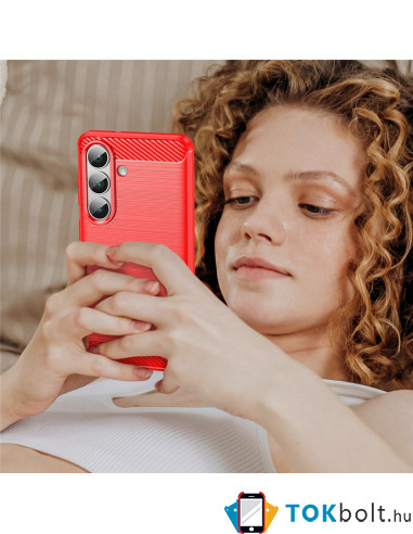 Samsung Galaxy S26 karbon mintás tok - PIROS