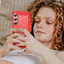 Samsung Galaxy S26 karbon mintás tok - PIROS