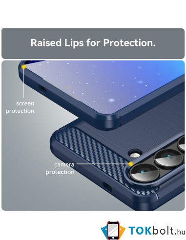Samsung Galaxy S26 karbon mintás tok - KÉK