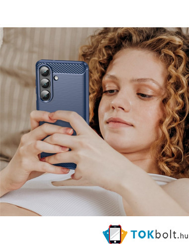 Samsung Galaxy S26 karbon mintás tok - KÉK