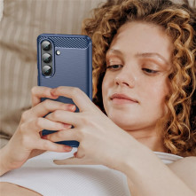 Samsung Galaxy S26 karbon mintás tok - KÉK