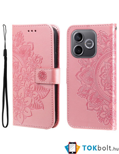 Dombornyomott mandala mintás notesztok Honor 600 Lite telefonhoz - RÓZSAARANY