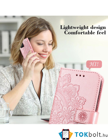Dombornyomott mandala mintás notesztok Honor 600 Lite telefonhoz - RÓZSAARANY
