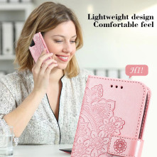 Dombornyomott mandala mintás notesztok Honor 600 Lite telefonhoz - RÓZSAARANY