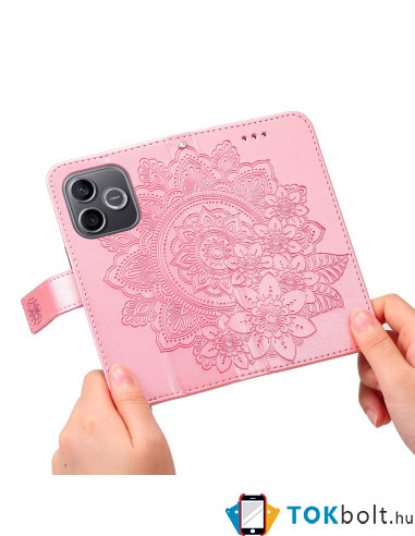 Dombornyomott mandala mintás notesztok Honor 600 Lite telefonhoz - RÓZSAARANY