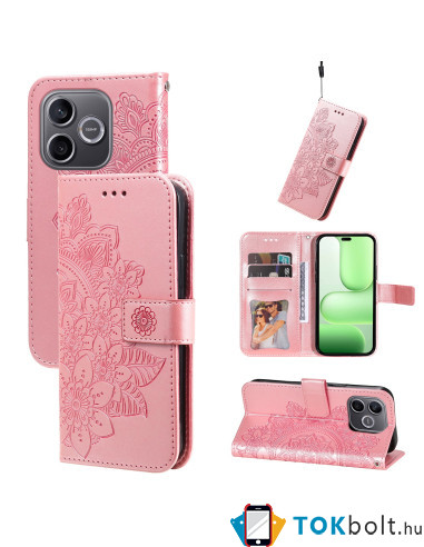 Dombornyomott mandala mintás notesztok Honor 600 Lite telefonhoz - RÓZSAARANY