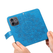 Dombornyomott mandala mintás notesztok Honor 600 Lite telefonhoz - KÉK