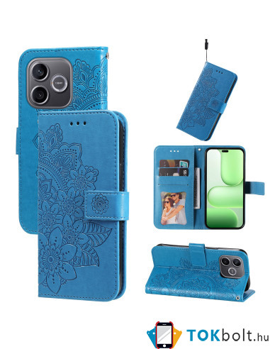 Dombornyomott mandala mintás notesztok Honor 600 Lite telefonhoz - KÉK