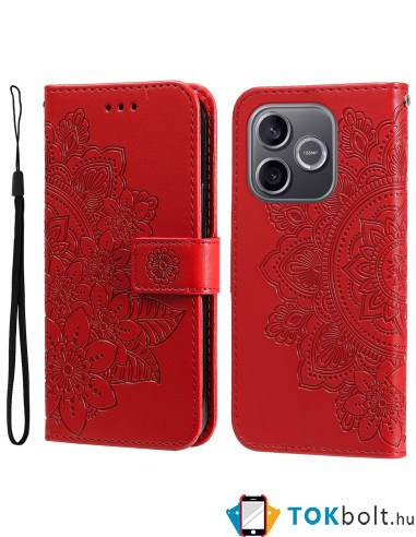 Dombornyomott mandala mintás notesztok Honor 600 Lite telefonhoz - PIROS