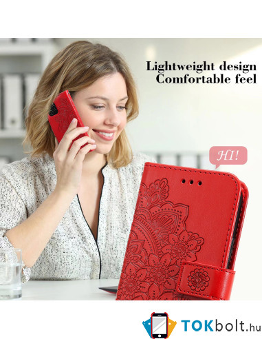 Dombornyomott mandala mintás notesztok Honor 600 Lite telefonhoz - PIROS