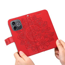 Dombornyomott mandala mintás notesztok Honor 600 Lite telefonhoz - PIROS