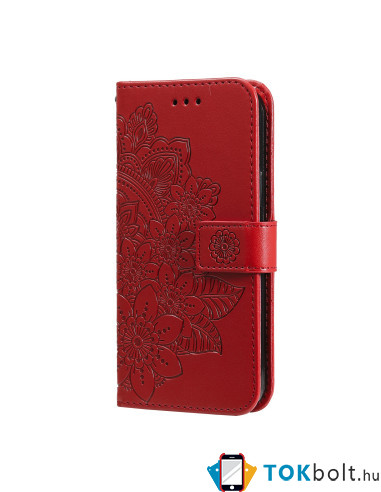 Dombornyomott mandala mintás notesztok Honor 600 Lite telefonhoz - PIROS