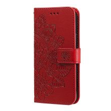 Dombornyomott mandala mintás notesztok Honor 600 Lite telefonhoz - PIROS