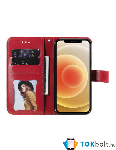 Dombornyomott mandala mintás notesztok Honor 600 Lite telefonhoz - PIROS