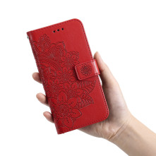 Dombornyomott mandala mintás notesztok Honor 600 Lite telefonhoz - PIROS