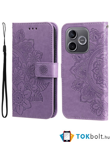 Dombornyomott mandala mintás notesztok Honor 600 Lite telefonhoz - LILA