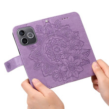 Dombornyomott mandala mintás notesztok Honor 600 Lite telefonhoz - LILA