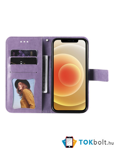 Dombornyomott mandala mintás notesztok Honor 600 Lite telefonhoz - LILA