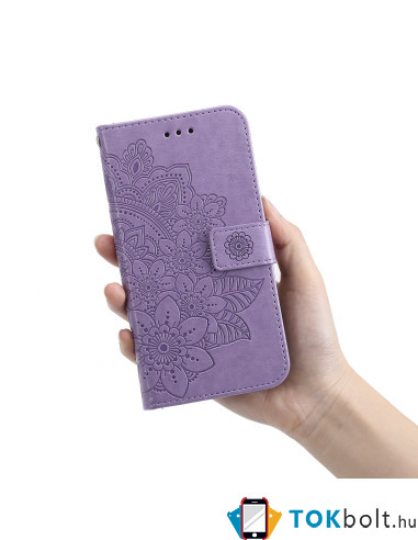 Dombornyomott mandala mintás notesztok Honor 600 Lite telefonhoz - LILA