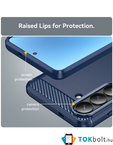 Samsung Galaxy S26+ karbon mintás tok - KÉK