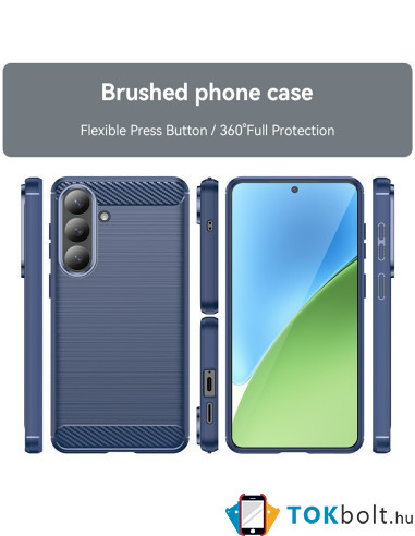 Samsung Galaxy S26+ karbon mintás tok - KÉK