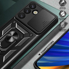 Kemény műanyag és rugalmas TPU hibrid tok Samsung Galaxy S26+ telefonhoz - FEKETE
