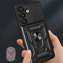 Kemény műanyag és rugalmas TPU hibrid tok Samsung Galaxy S26+ telefonhoz - FEKETE