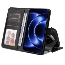 Oldalra nyíló tok Xiaomi 17 Ultra telefonhoz - FEKETE