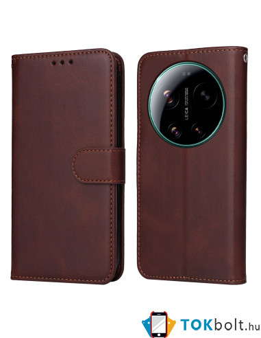 Oldalra nyíló tok Xiaomi 17 Ultra telefonhoz - BARNA