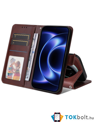 Oldalra nyíló tok Xiaomi 17 Ultra telefonhoz - BARNA