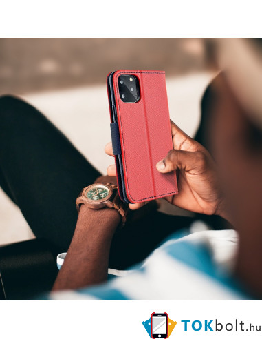 FANCY BOOK oldalra nyíló tok Samsung Galaxy A37 telefonhoz - Piros-kék