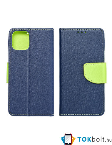 FANCY BOOK oldalra nyíló tok Samsung Galaxy A37 telefonhoz - Kék-lime